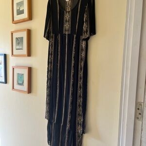 Bohemian Black and Gold Stitched,  Layered Dress